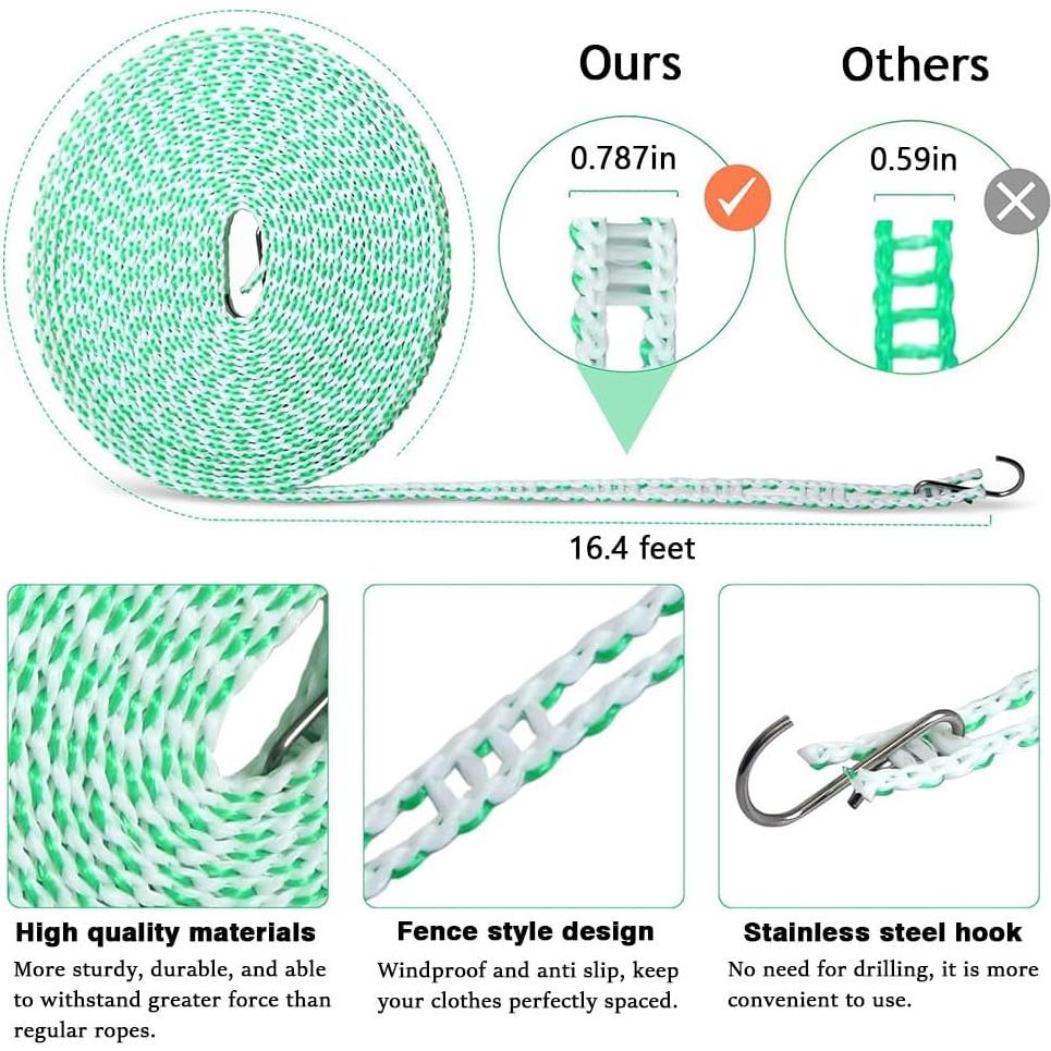 Cuerda de Tender Portátil Sarmyarc 5m Ajustable a Prueba de Viento