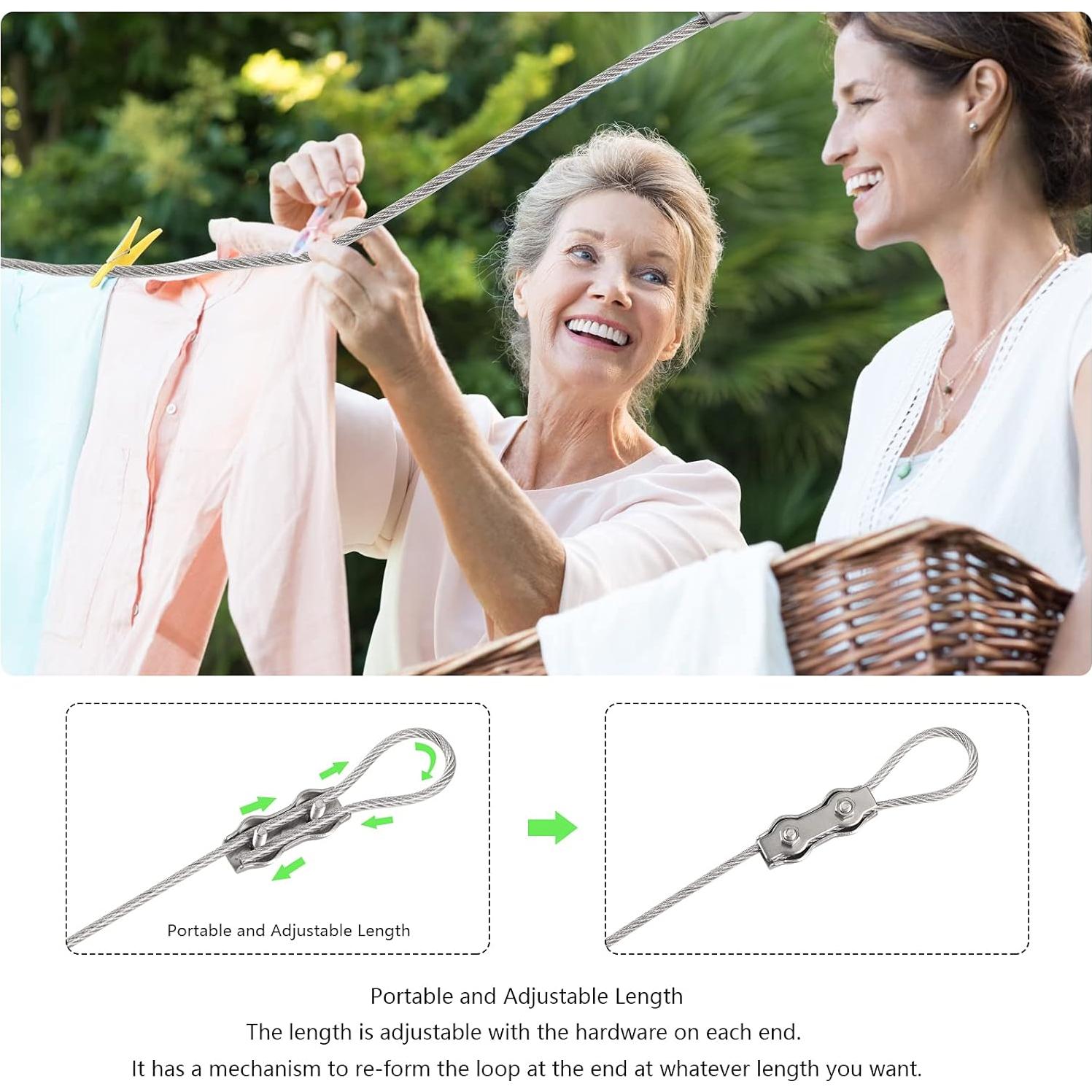 Cuerda de Ropa Portátil Skysunny 6.1m Acero Inoxidable