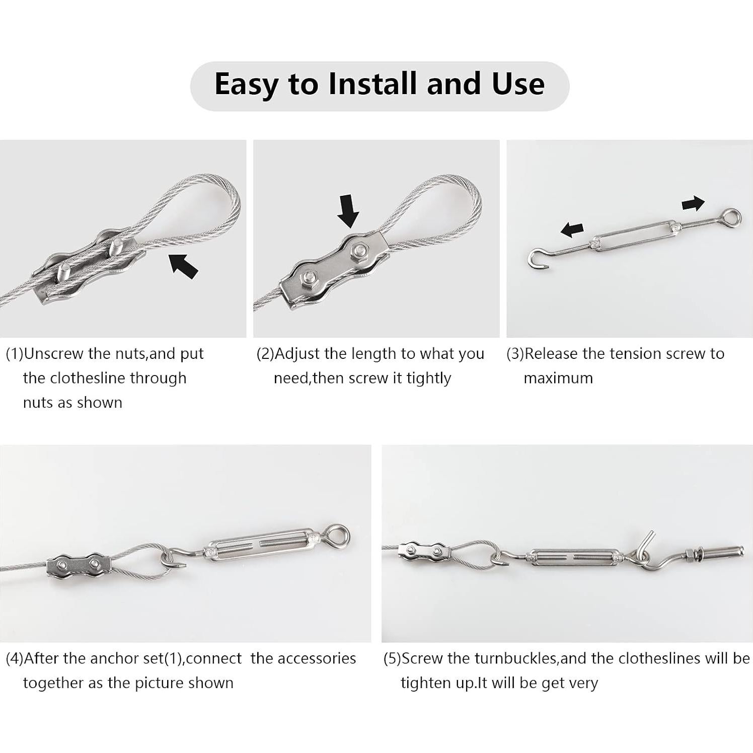 Cuerda de Ropa Portátil Skysunny 6.1m Acero Inoxidable