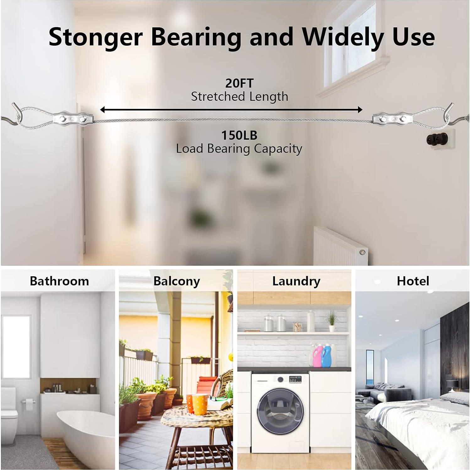 Cuerda de Ropa Portátil Skysunny 6.1m Acero Inoxidable