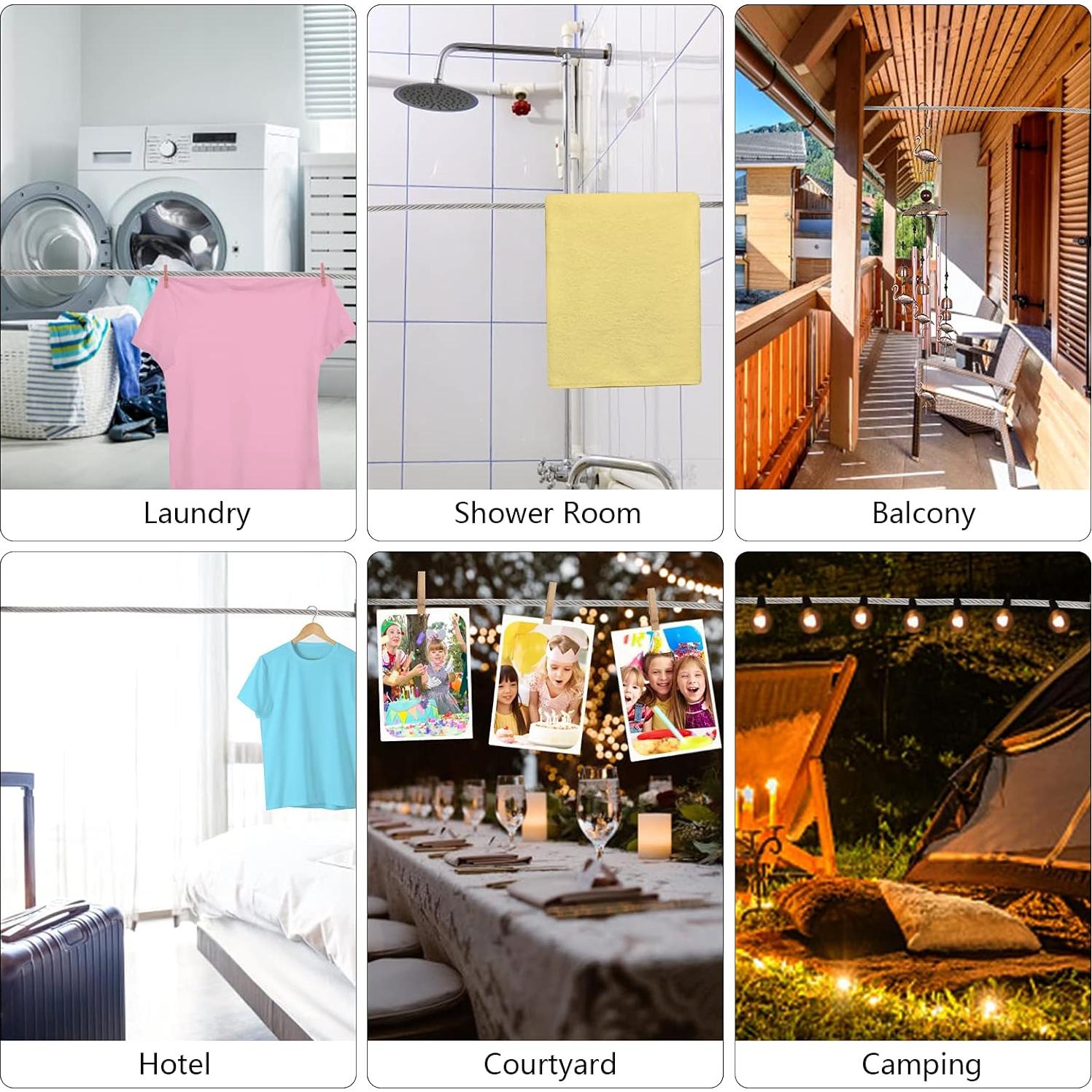 Cuerda de Ropa Portátil Skysunny 6.1m Acero Inoxidable