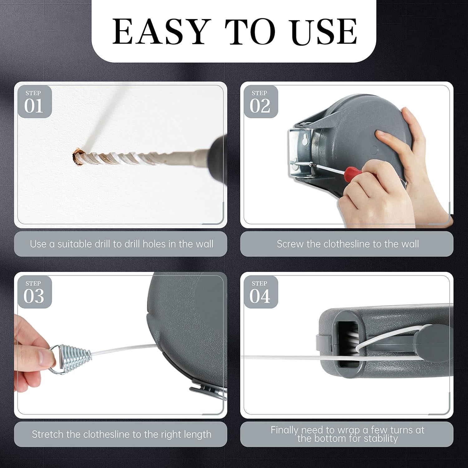 Cuerda de Ropa Retráctil ZOES HOMEWARE 11.58m Alta Resistencia