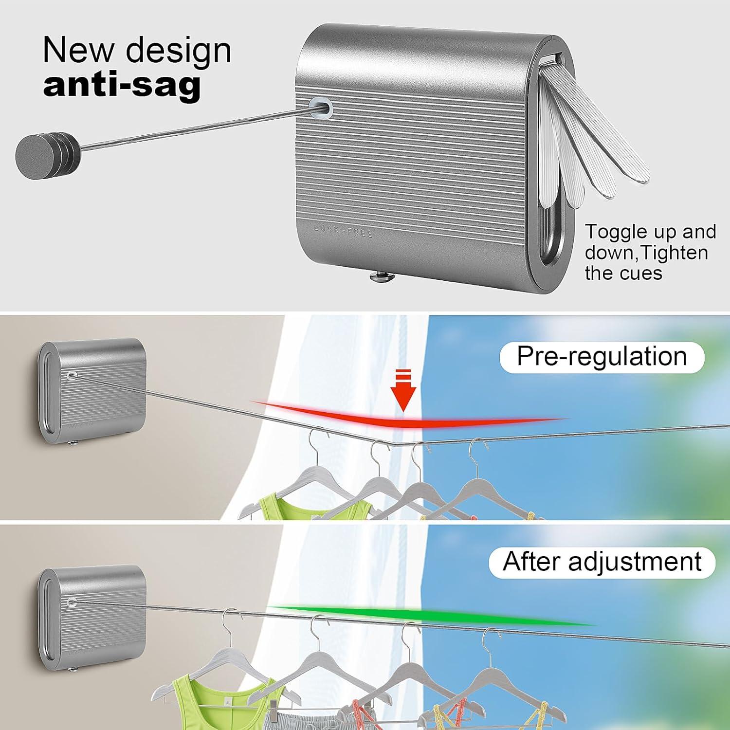 Cuerda de Ropa Retráctil Beauyist 419 cm Antisag Gris