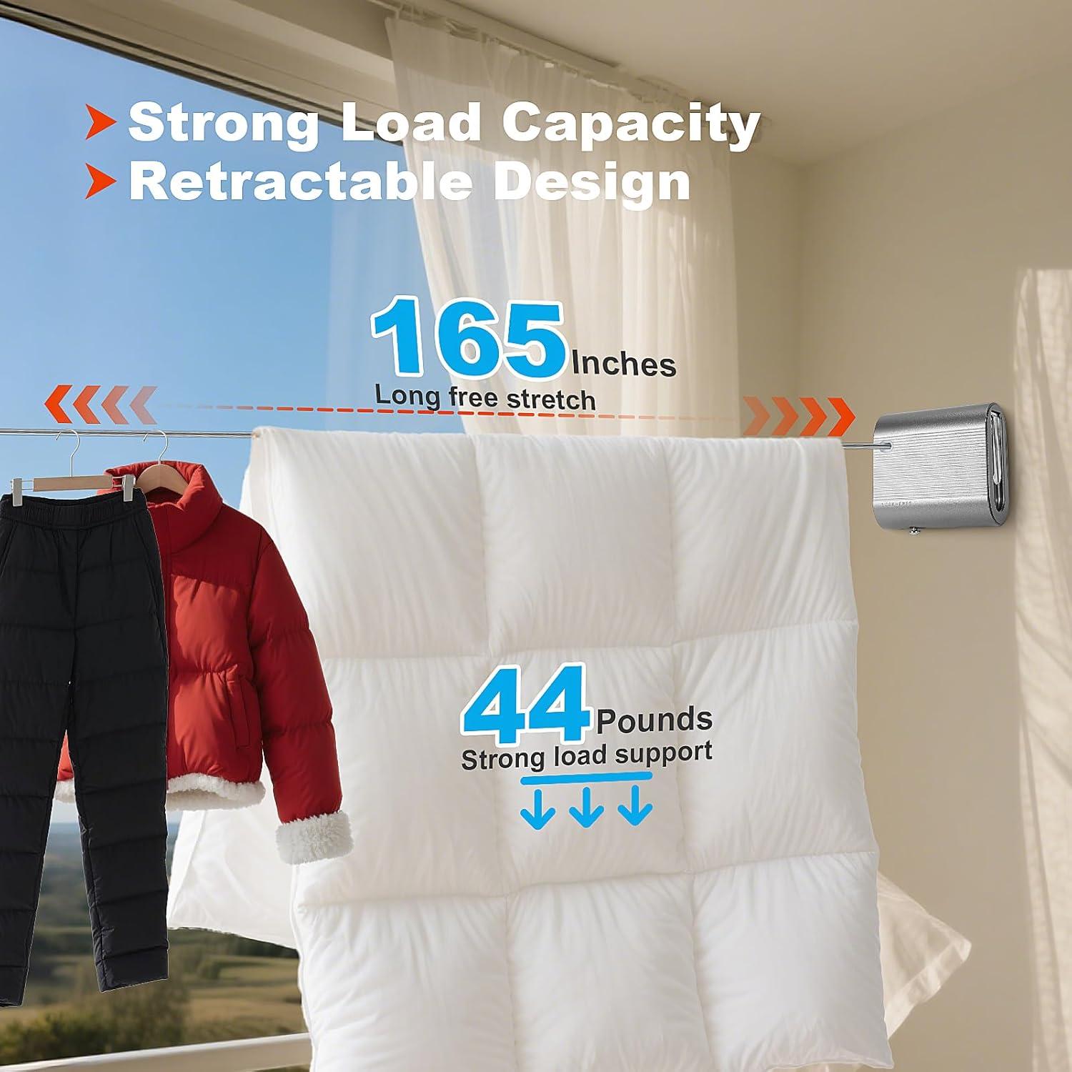 Cuerda de Ropa Retráctil Beauyist 419 cm Antisag Gris