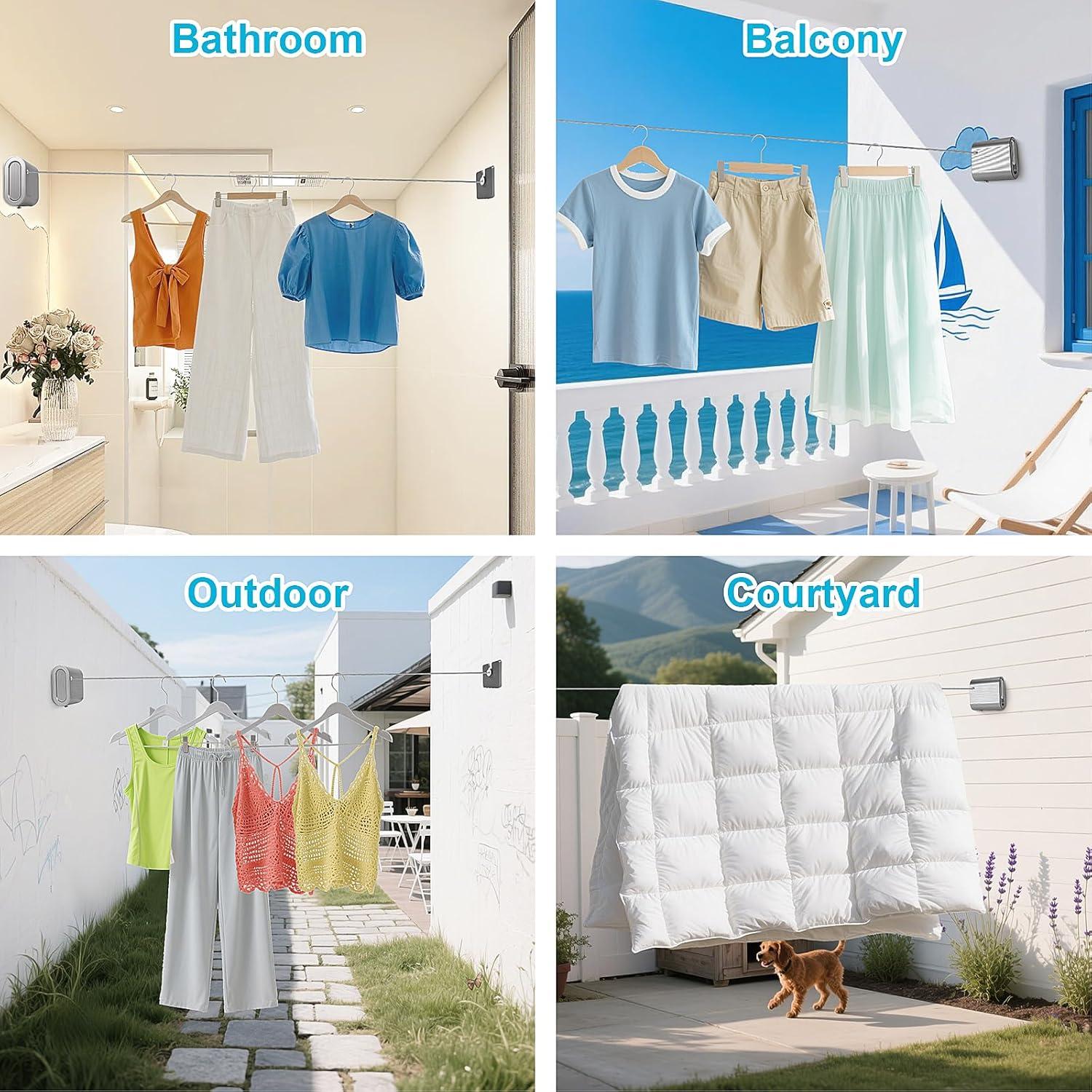 Cuerda de Ropa Retráctil Beauyist 419 cm Antisag Gris