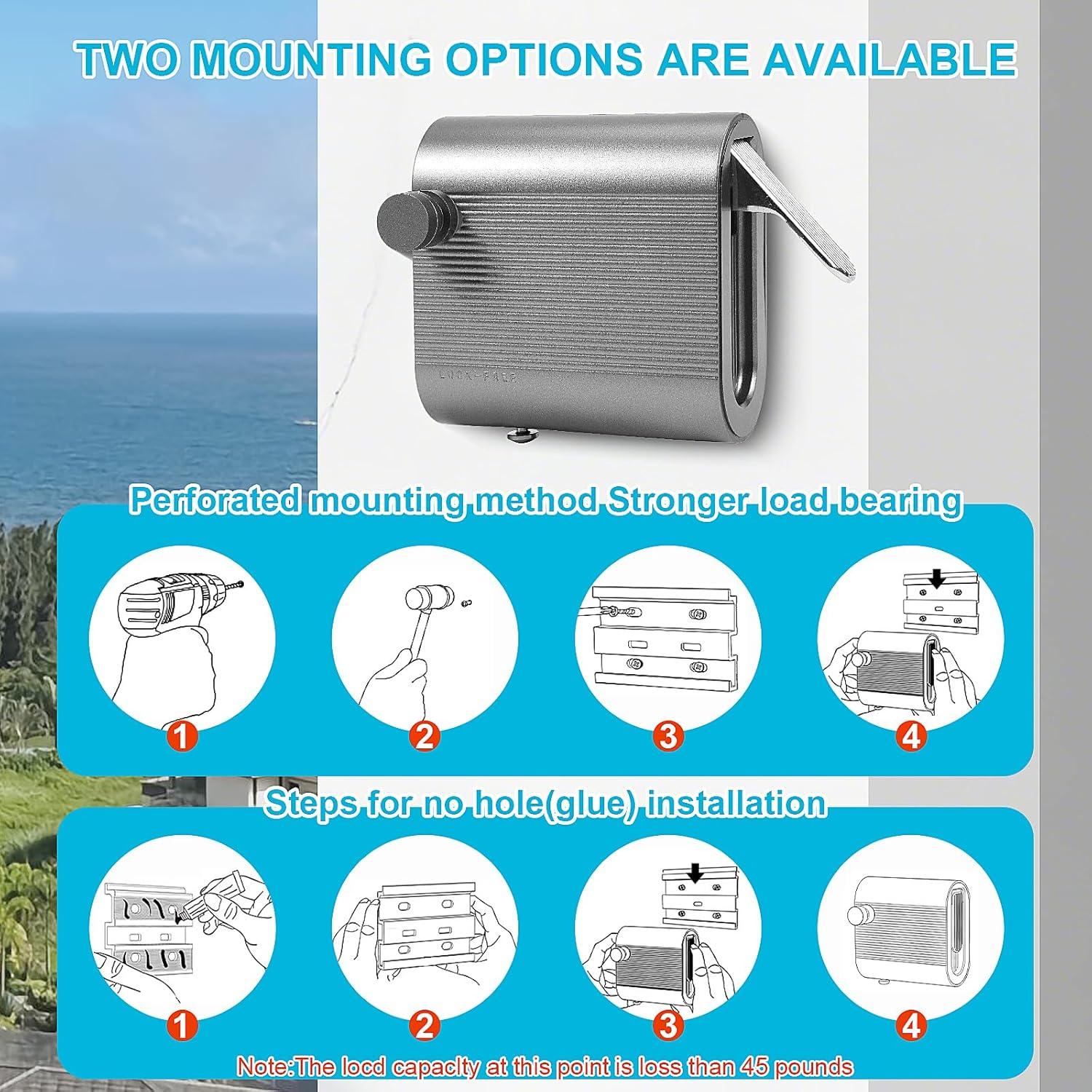 Cuerda de Ropa Retráctil Beauyist 419 cm Antisag Gris