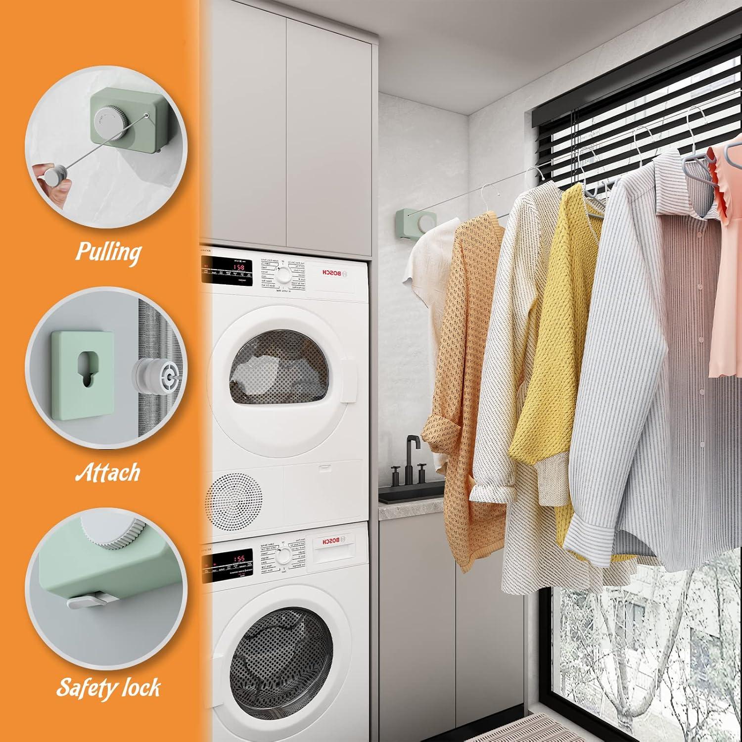 Cuerda de Ropa Retráctil Dancrul 4.2m Alta Resistencia Verde