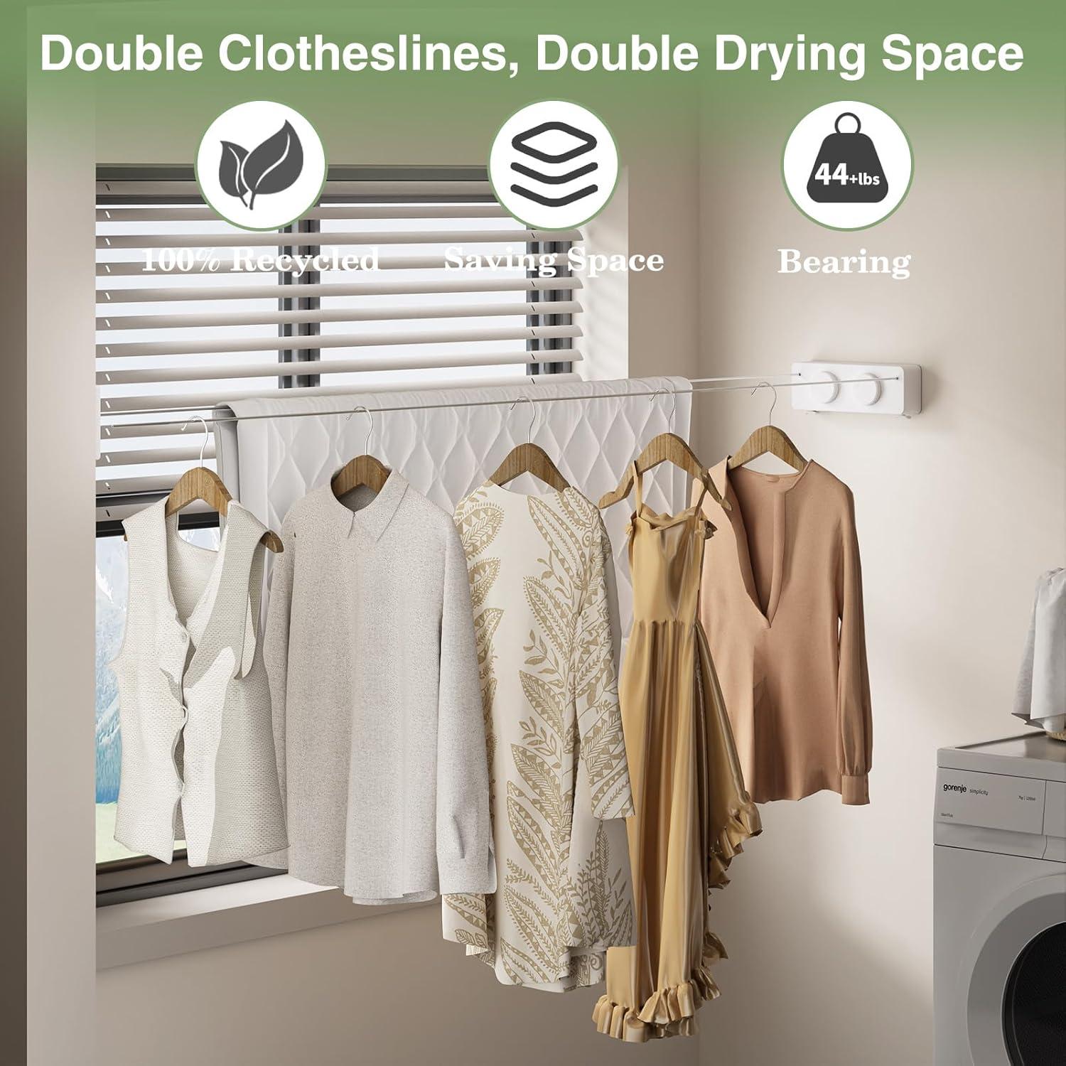 Cuerda Retráctil para Ropa Danpoo 8.4m Acero Inoxidable Ajustable