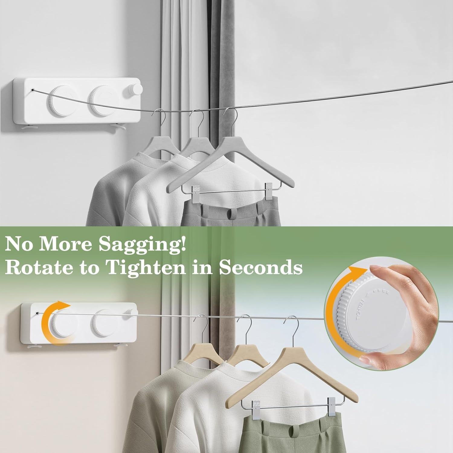 Cuerda Retráctil para Ropa Danpoo 8.4m Acero Inoxidable Ajustable