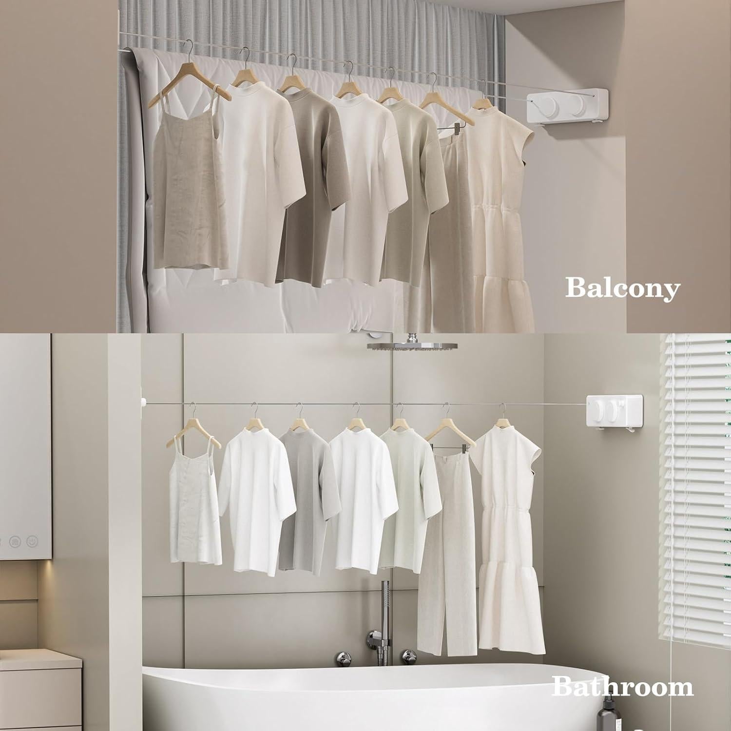 Cuerda Retráctil para Ropa Danpoo 8.4m Acero Inoxidable Ajustable