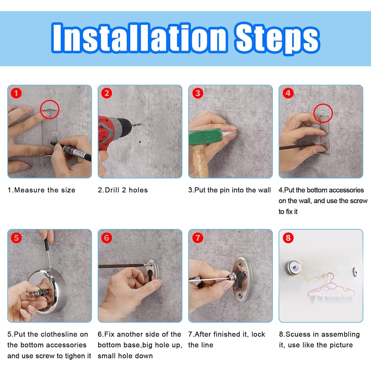 Cuerda Retráctil para Ropa Little World 2.8m Acero Inoxidable