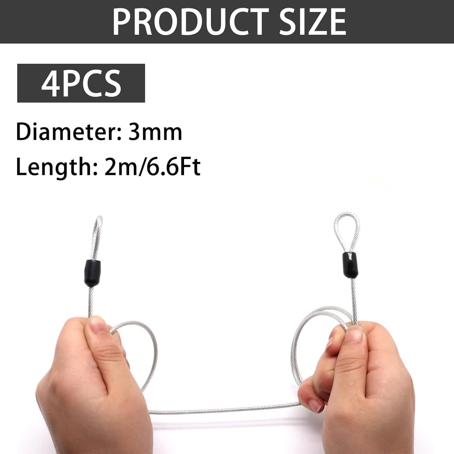 Cable de Seguridad ZHMEINA 2m x 3mm Acero Inoxidable 4Pcs