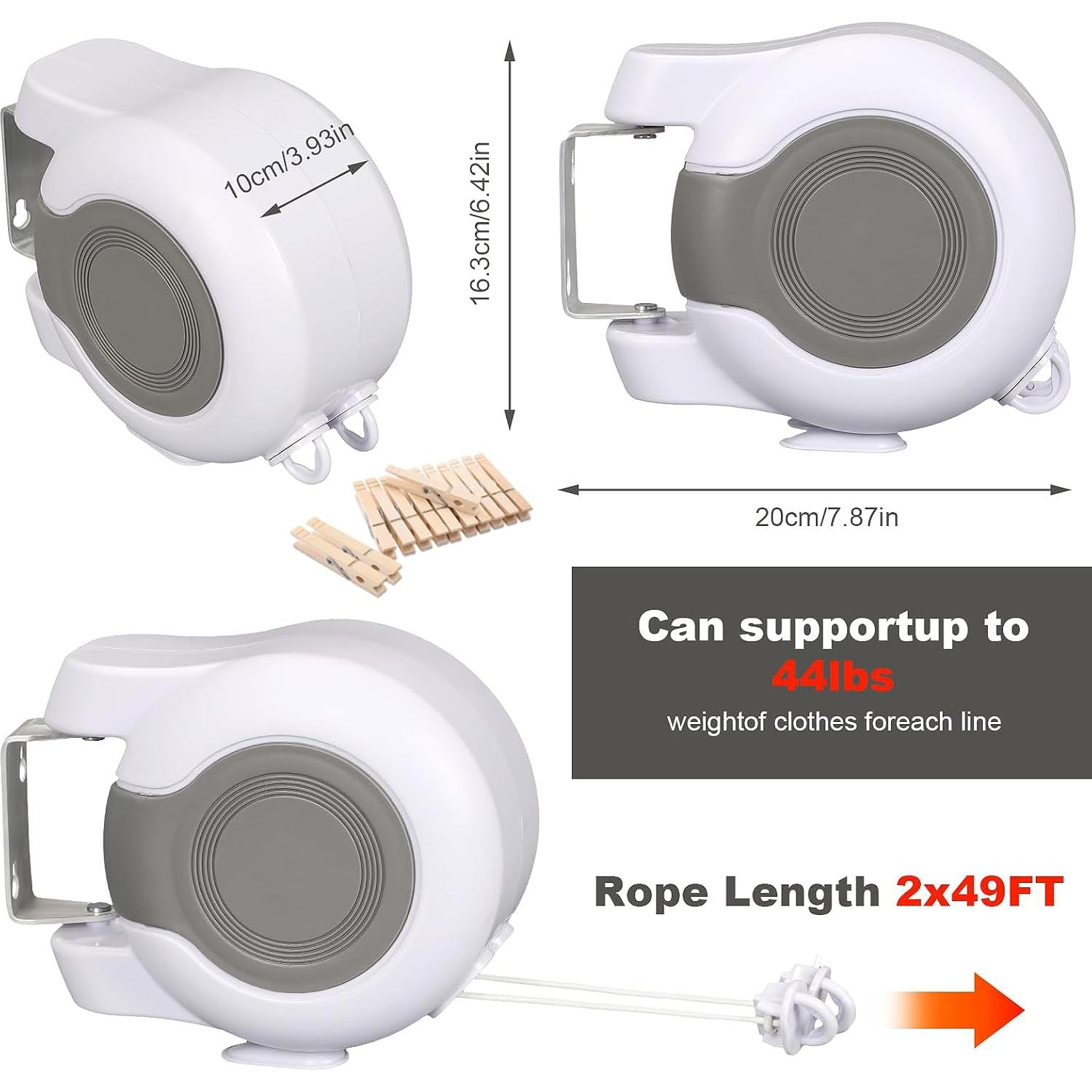 Cuerda de Ropa Retráctil MANLVCLY 14.94m Doble Alta Resistencia