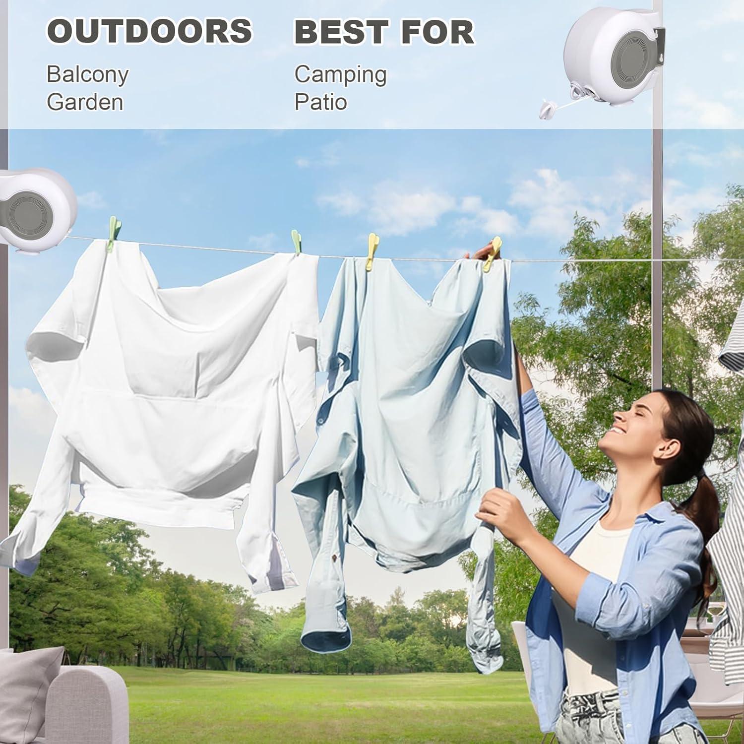 Cuerda de Ropa Retráctil MANLVCLY 14.94m Doble Alta Resistencia