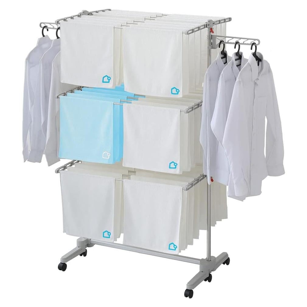 Secador de Ropa Plegable DOLEEFUN - 48 Varillas, 3 Niveles, Gris