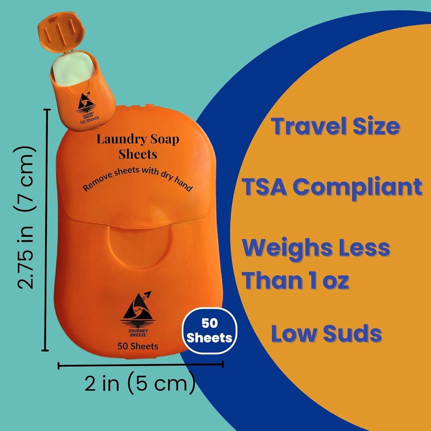 Hojas de detergente de viaje Journey Breeze 50 unidades + cuerda