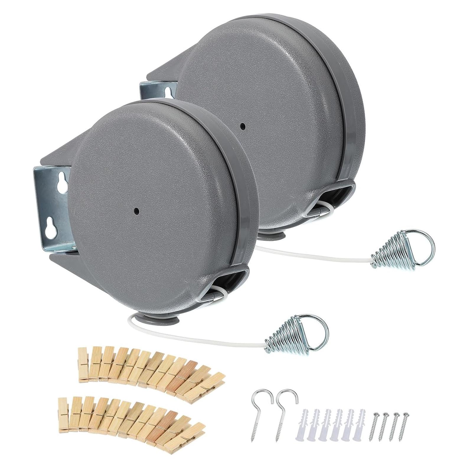 Cuerda de Ropa Retráctil uxcell 12m con 12 Pinzas Gris