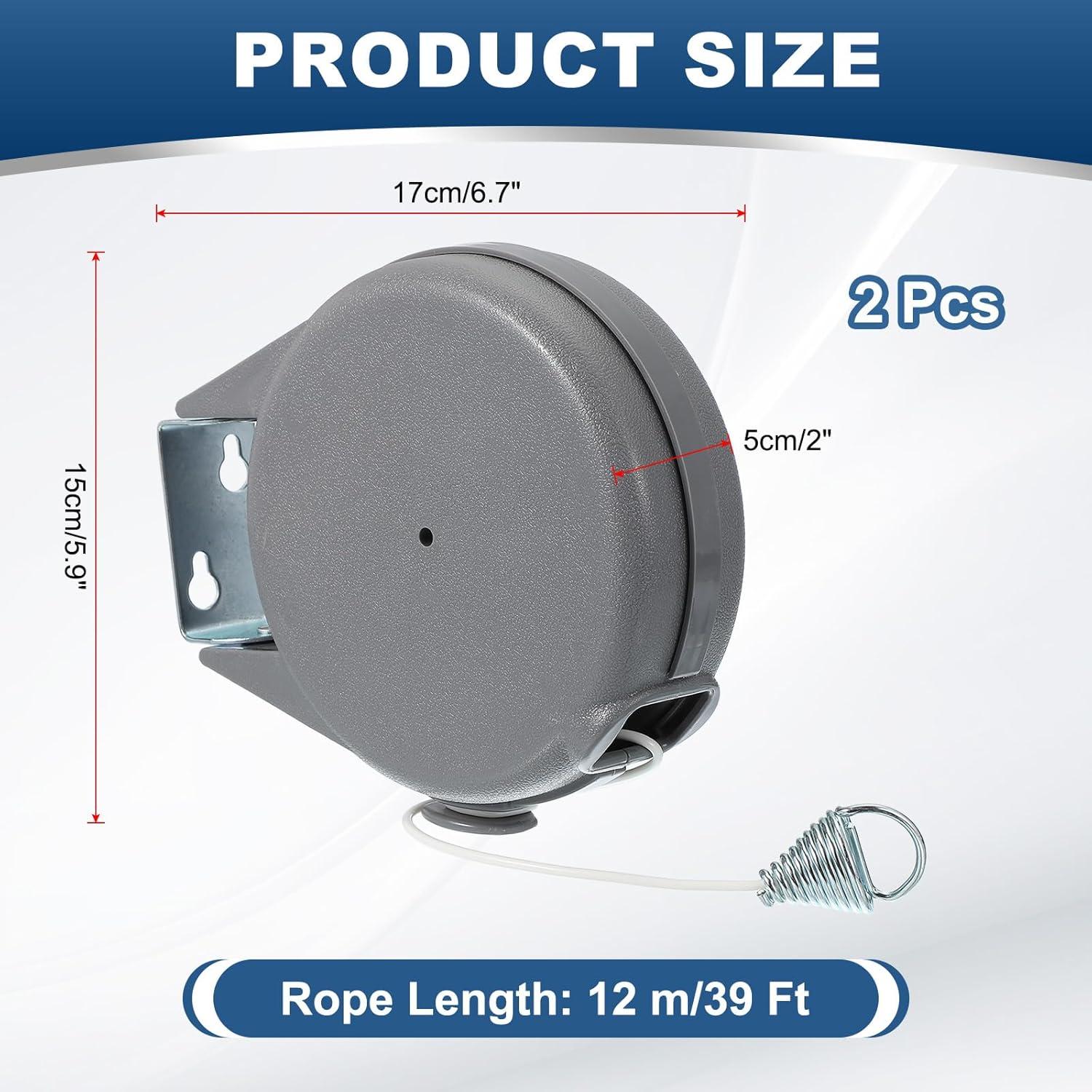 Cuerda de Ropa Retráctil uxcell 12m con 12 Pinzas Gris