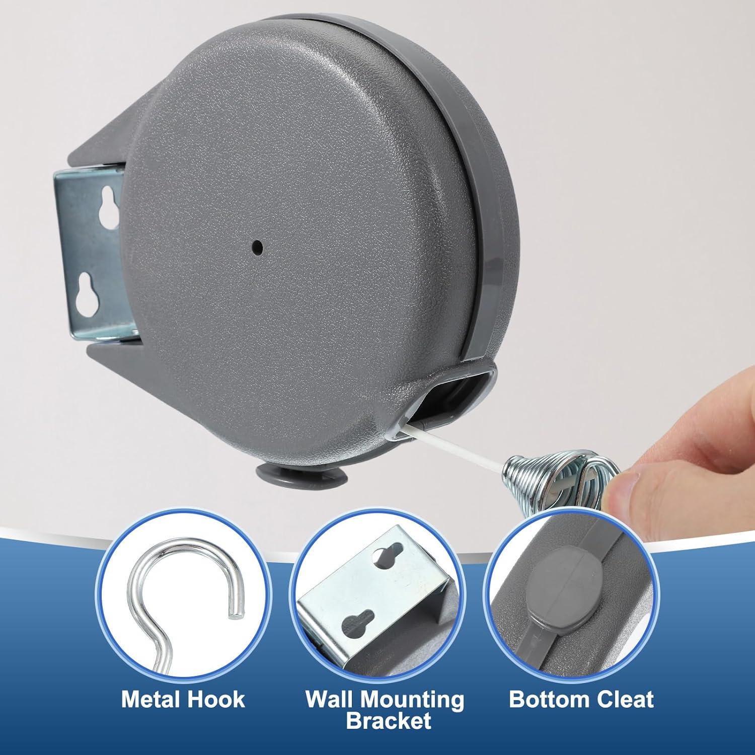 Cuerda de Ropa Retráctil uxcell 12m con 12 Pinzas Gris