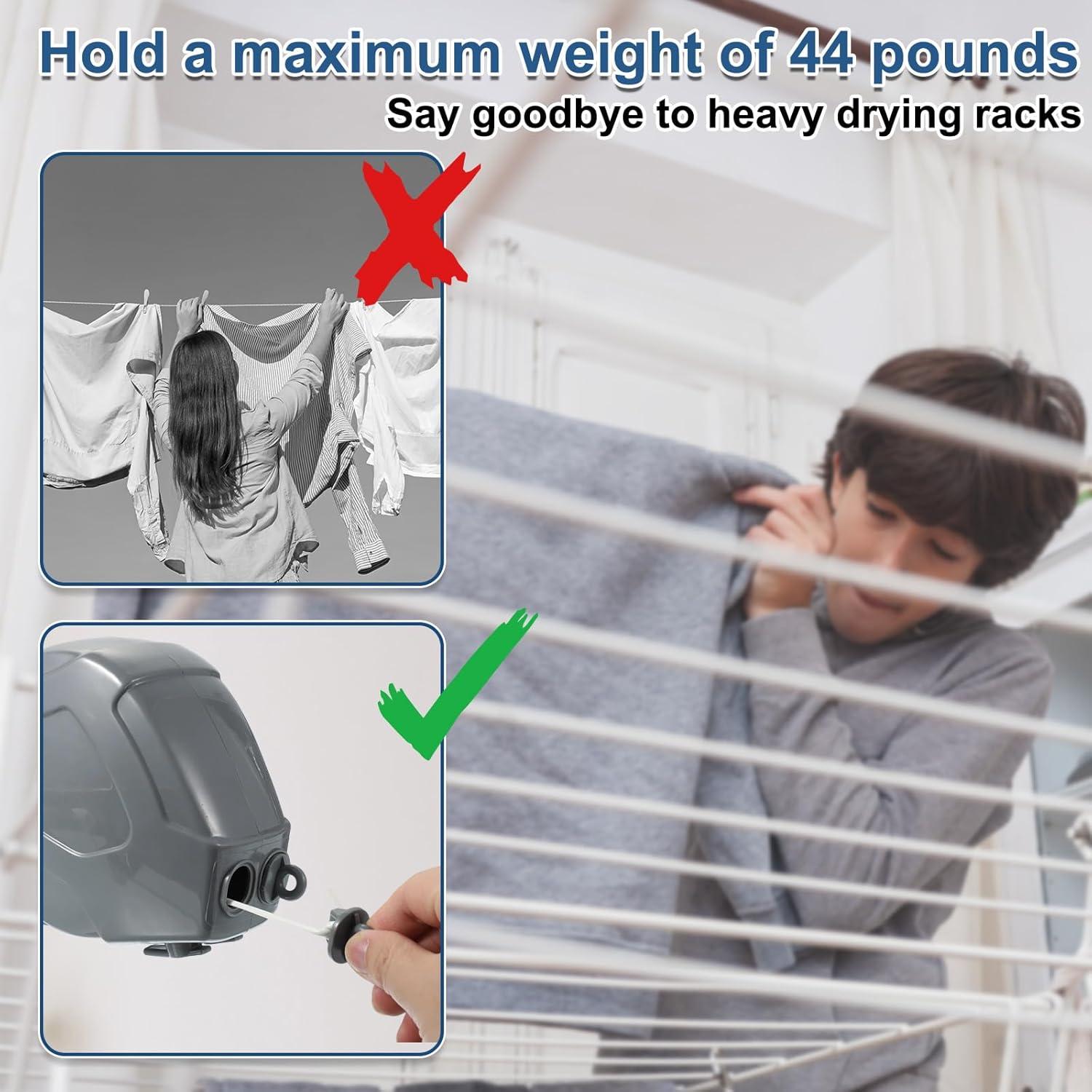 Cuerda de Ropa Retráctil uxcell 12m con 12 Pinzas Gris