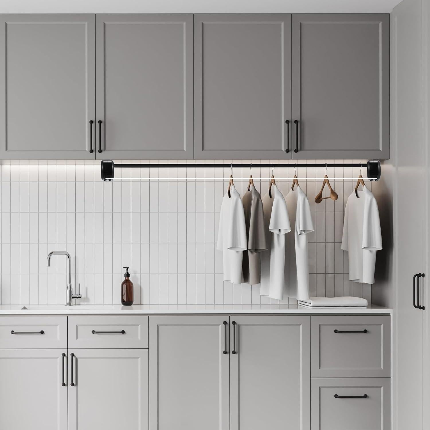 Cuerda de Ropa Retráctil uxcell 12m con 12 Pinzas Gris