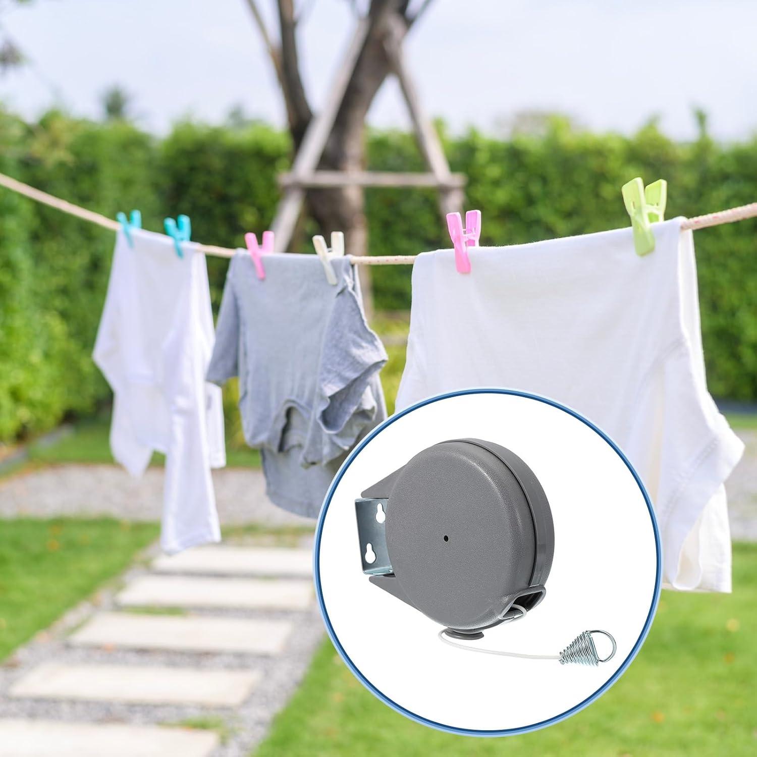 Cuerda de Ropa Retráctil uxcell 12m con 12 Pinzas Gris