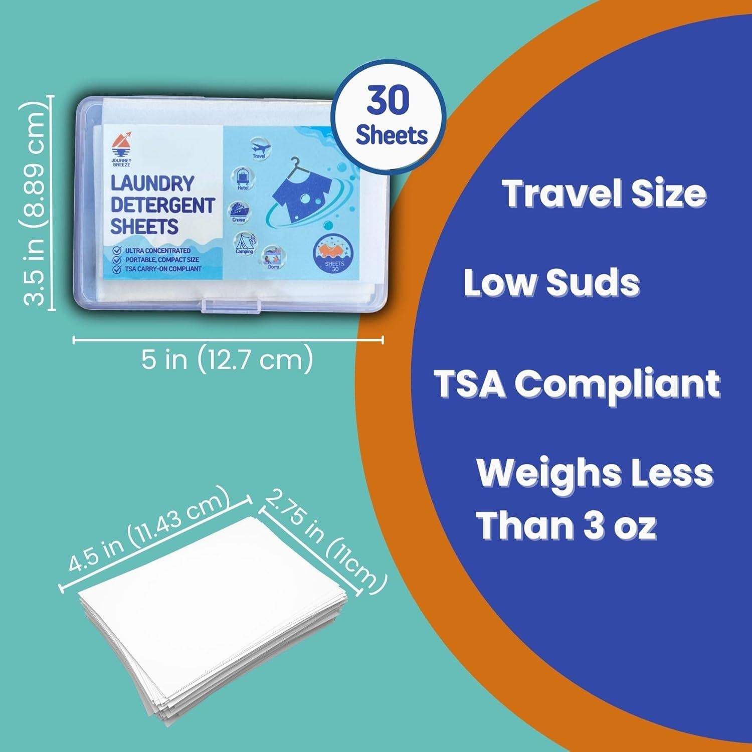 Kit de Lavandería de Viaje Journey Breeze - 30 Hojas Detergente