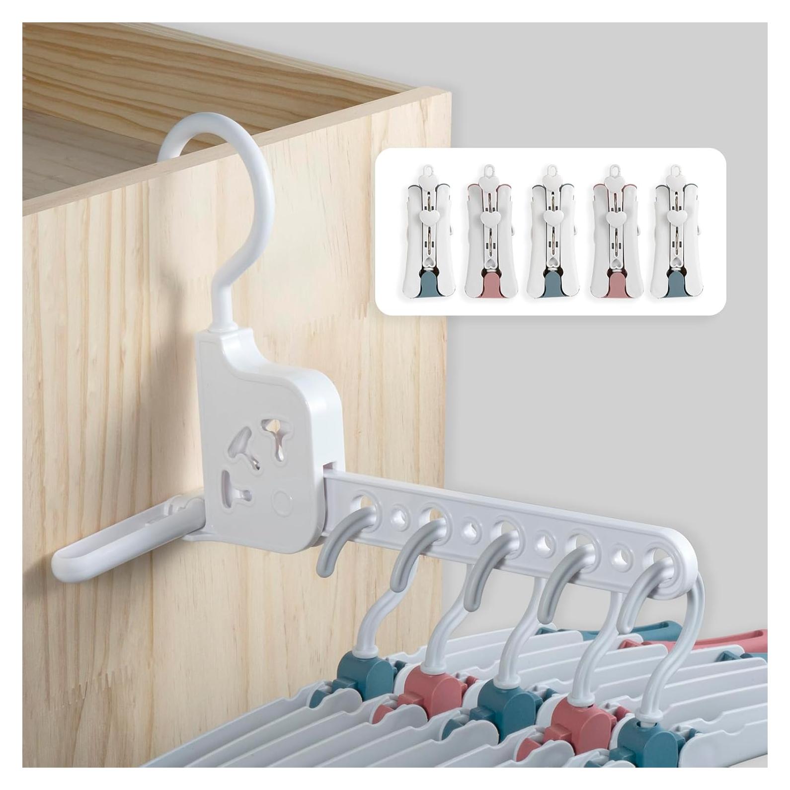 Soporte Plegable de Secado TASEVO con 5 Perchas y Gancho