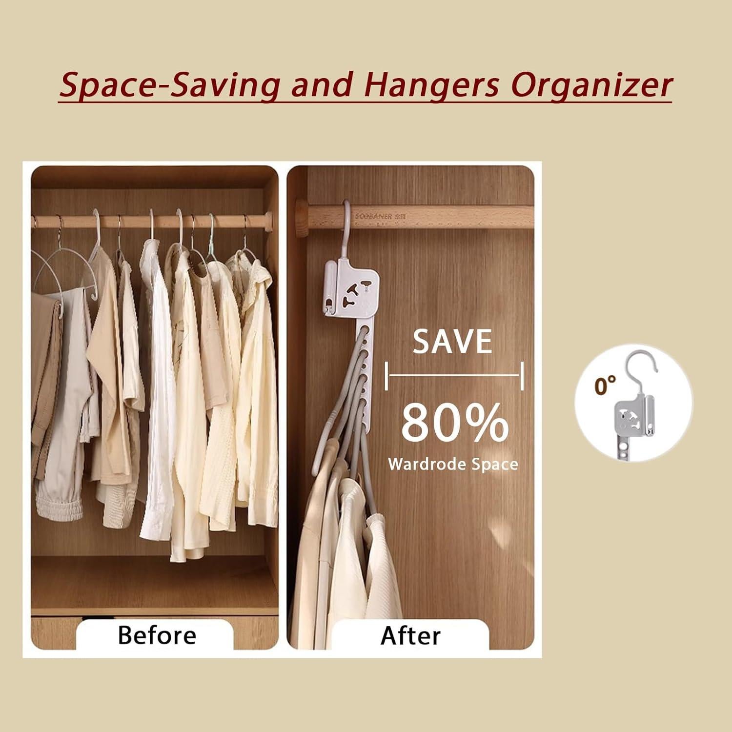 Soporte Plegable de Secado TASEVO con 5 Perchas y Gancho