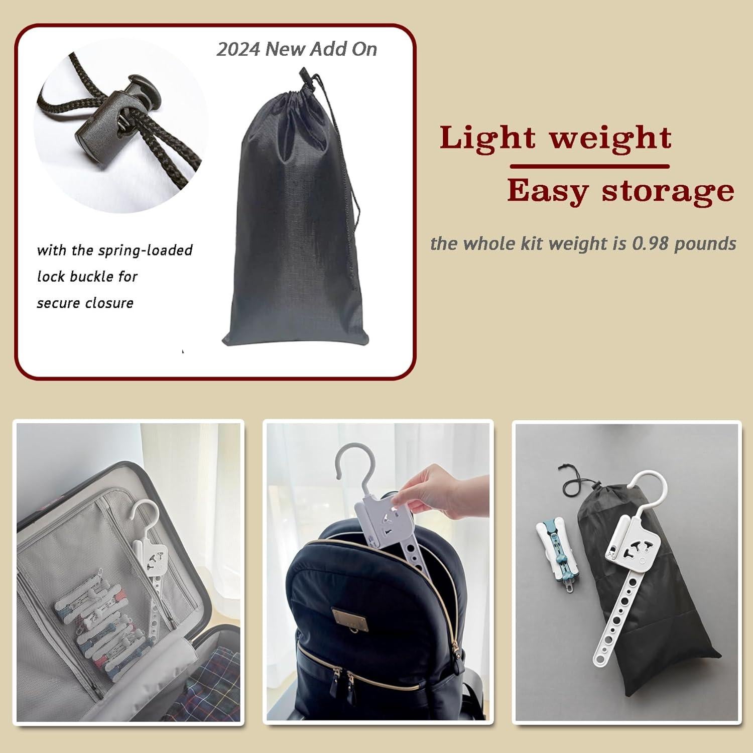 Soporte Plegable de Secado TASEVO con 5 Perchas y Gancho