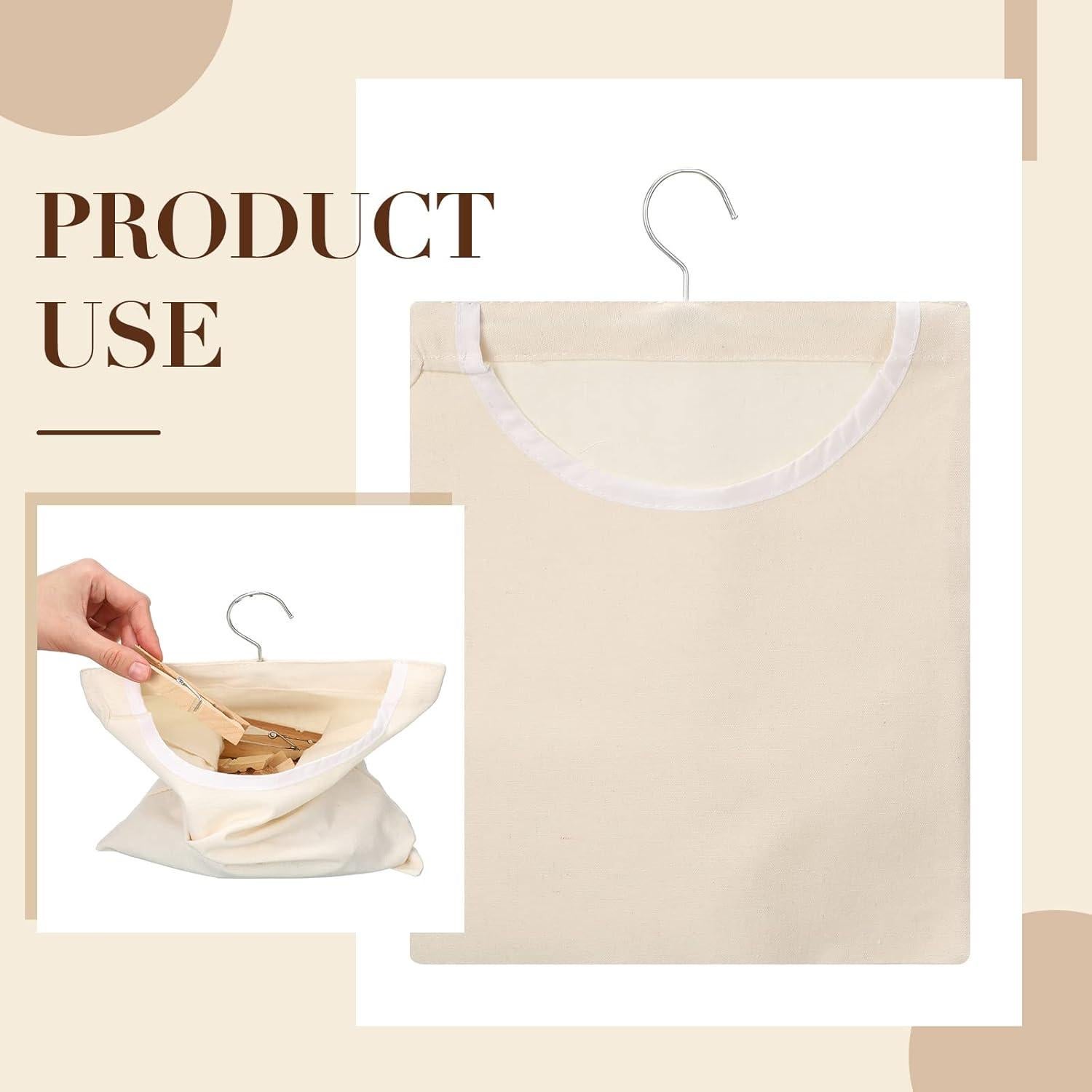 Bolsa de Pinza de Ropa Eccliy 2 Pcs Lona Beige 36x26 cm