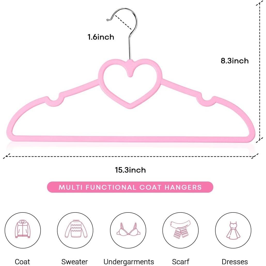 Perchas de Plástico ZRKFSR 50 Unidades Corazón Ahorra Espacio