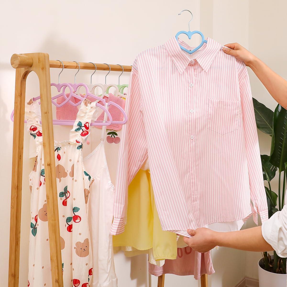 Perchas de Plástico ZRKFSR 50 Unidades Corazón Ahorra Espacio