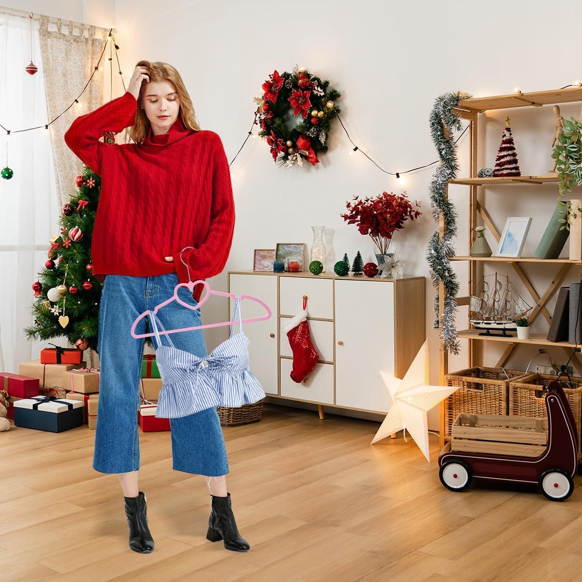 Perchas de Plástico ZRKFSR 50 Unidades Corazón Ahorra Espacio