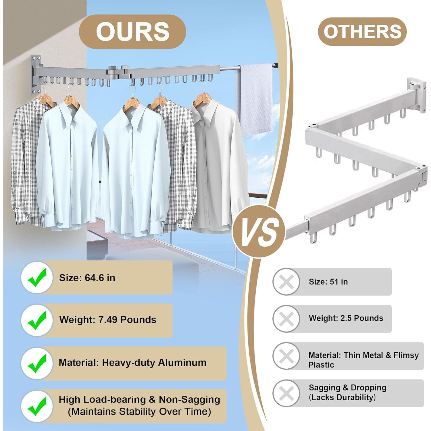 Perchero Plegable para Secar Ropa Bakala 60 cm Plata