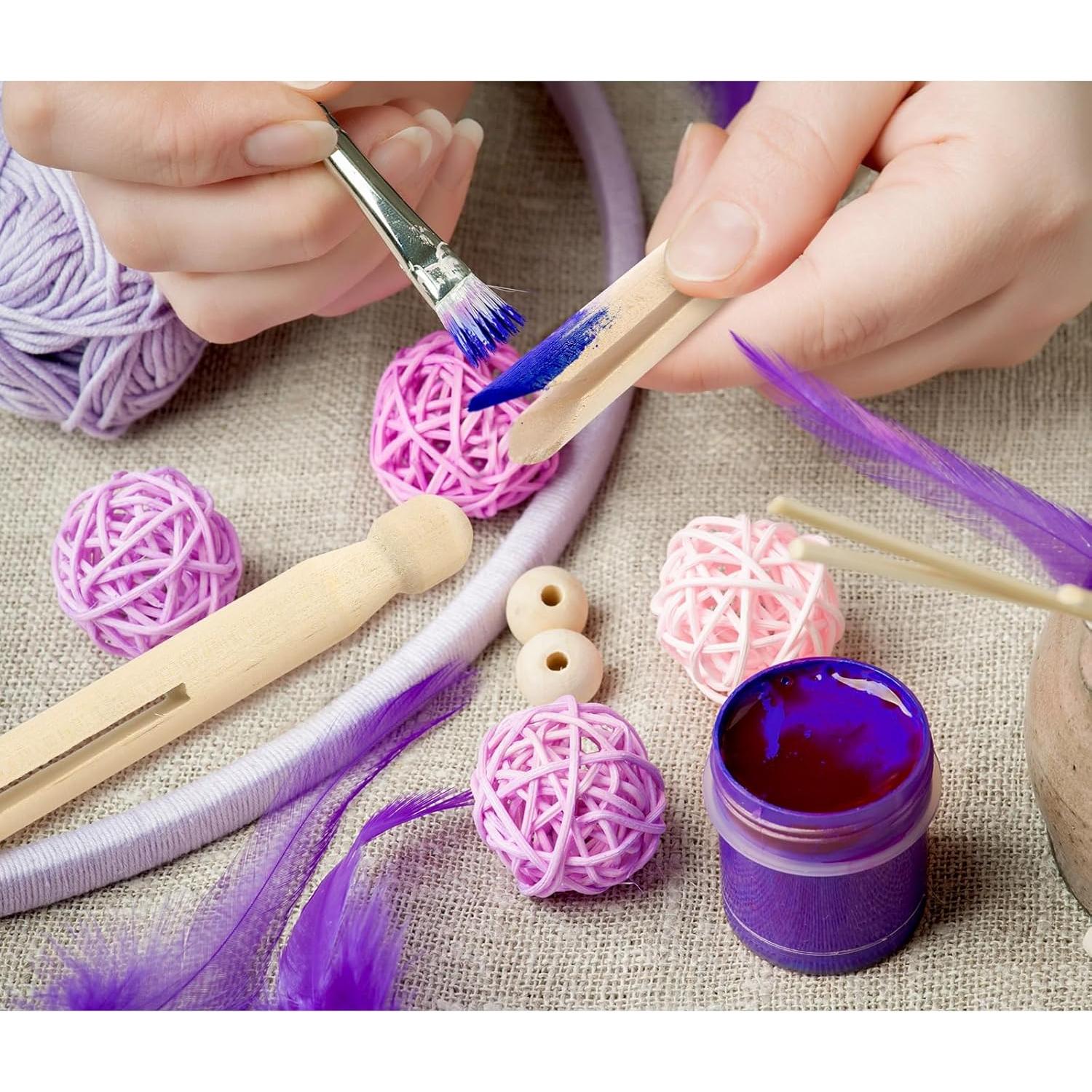 200 Pinzas de Madera Redondas Zubebe para Ropa y Manualidades