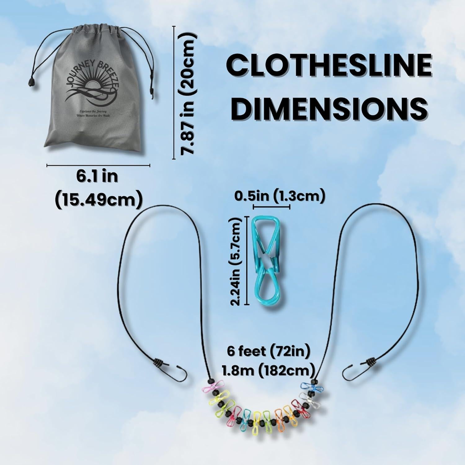 Kit de Lavandería de Viaje Journey Breeze - Hojas, Bolsa y Cuerda