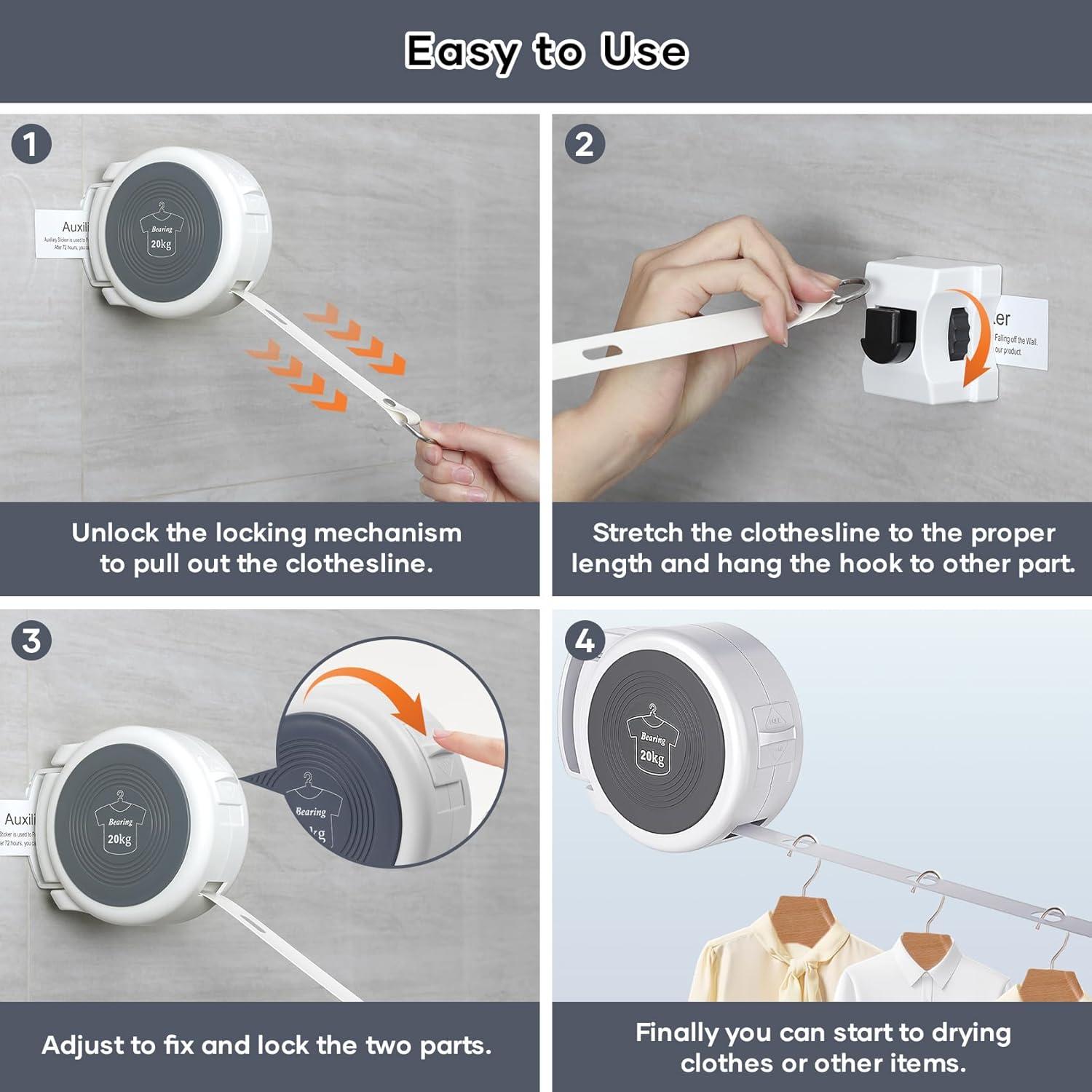 Cuerda de Ropa Retráctil Masterwise 4.19m Antideslizante