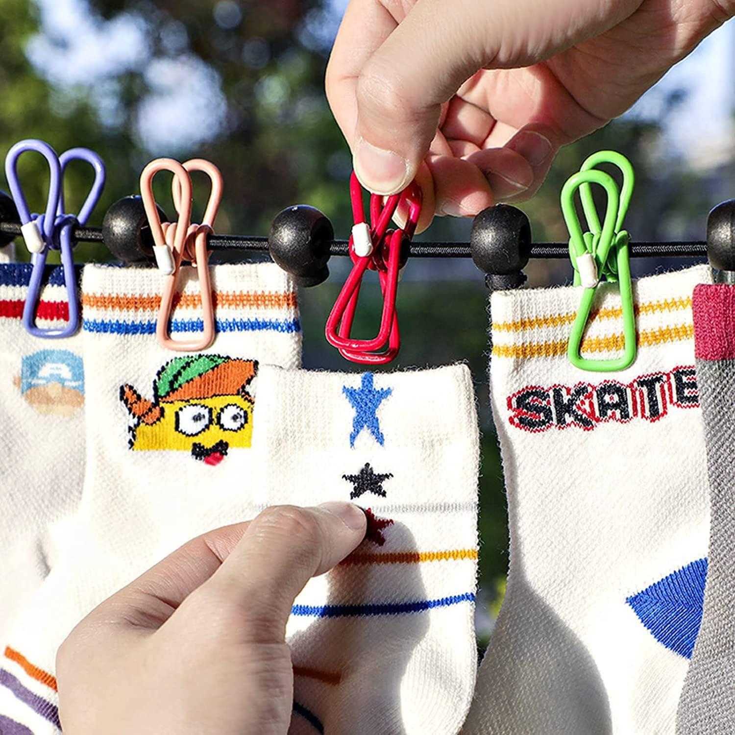 Cuerda de Ropa Portátil Vshinic 3.35m con 12 Pinzas Coloridas