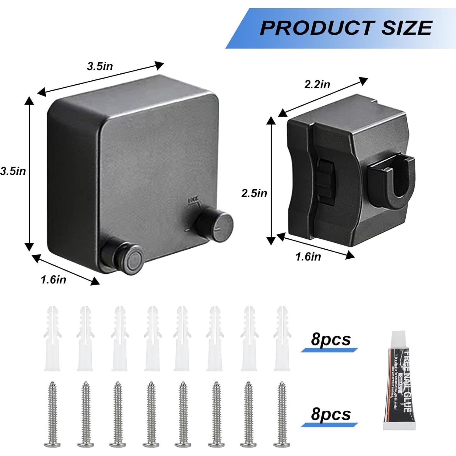 Tendedero Retráctil JIAYIGOOD 4.2m Montado en Pared Negro