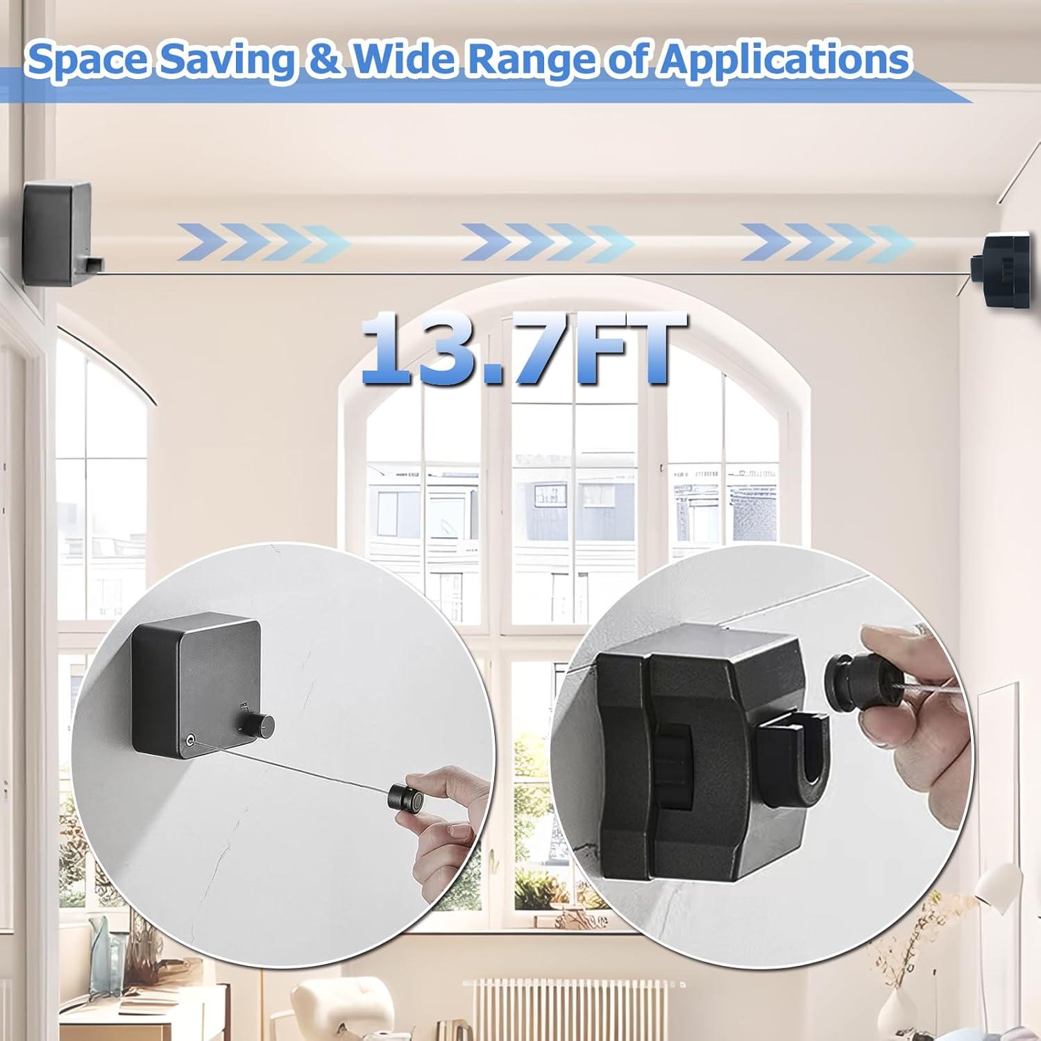 Tendedero Retráctil JIAYIGOOD 4.2m Montado en Pared Negro