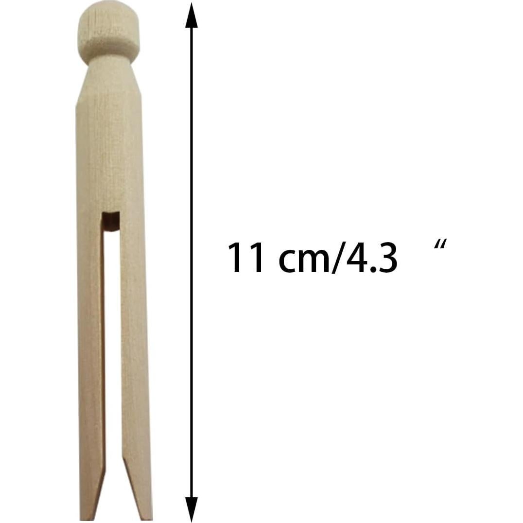 Pinzas de Ropa Redondas de Madera TAODAN 16 Piezas 11 cm