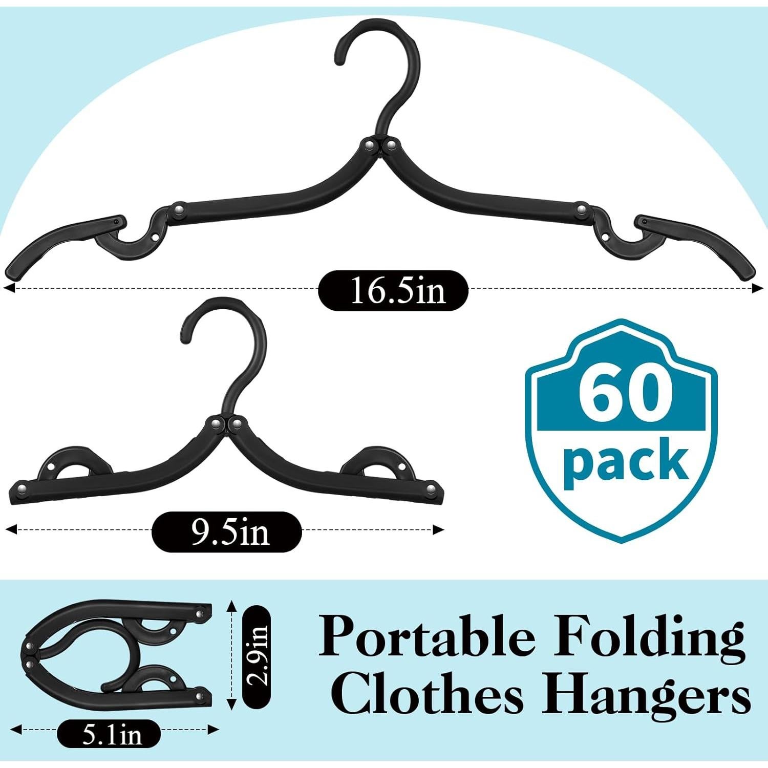 60 Perchas de Viaje Plegables Teenyyou - Portátiles Negros