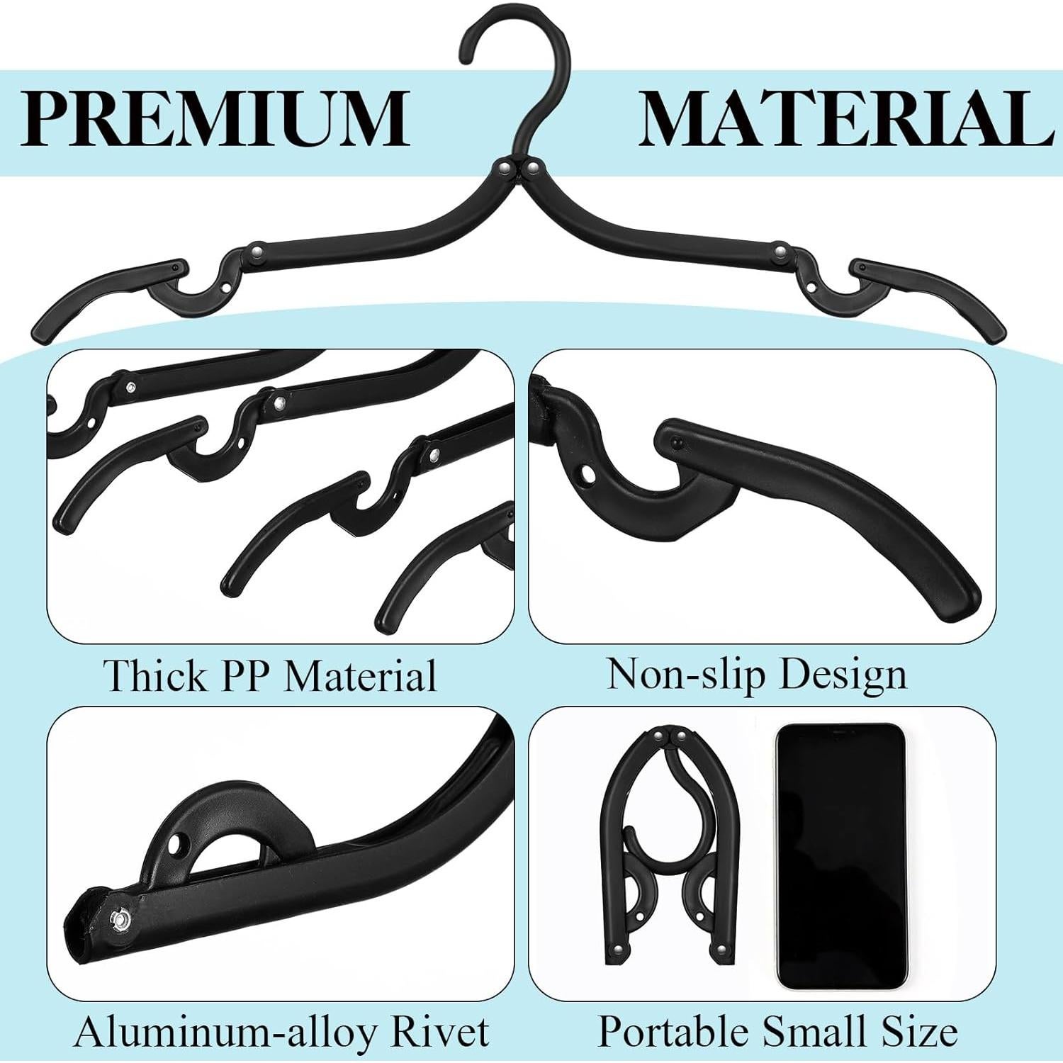 60 Perchas de Viaje Plegables Teenyyou - Portátiles Negros