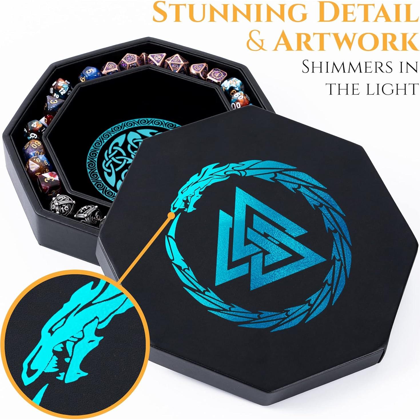 Bandeja de Dados Soar Forge Octagonal Azul 20 cm D&D