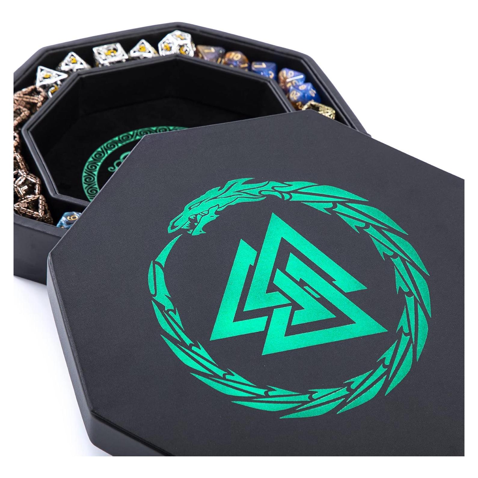 Bandeja de Dados Soar Forge Octagonal 20 cm Dragón Verde