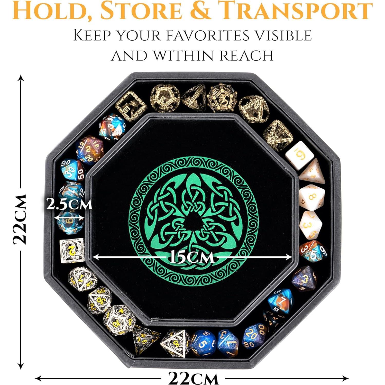 Bandeja de Dados Soar Forge Octagonal 20 cm Dragón Verde