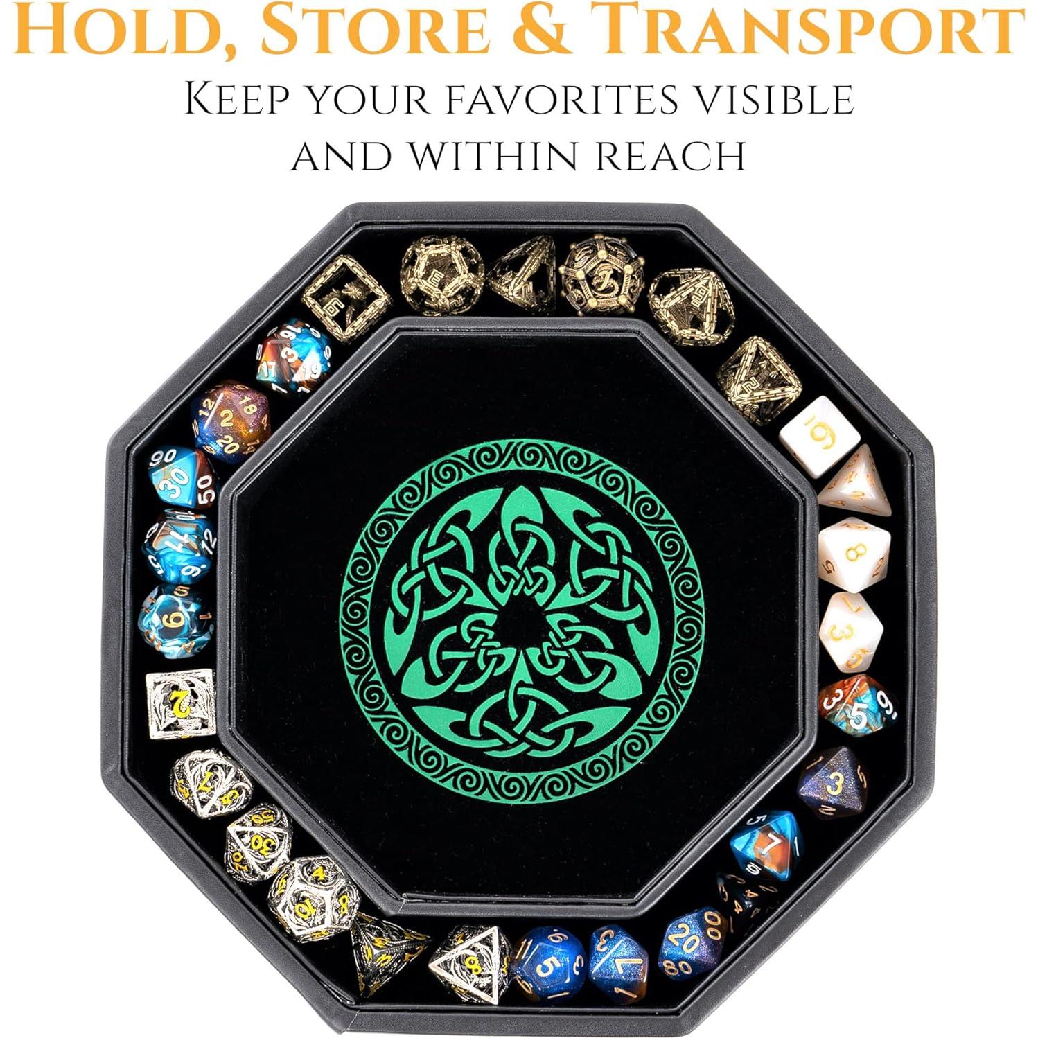 Bandeja de Dados Soar Forge Octagonal 20 cm Dragón Verde