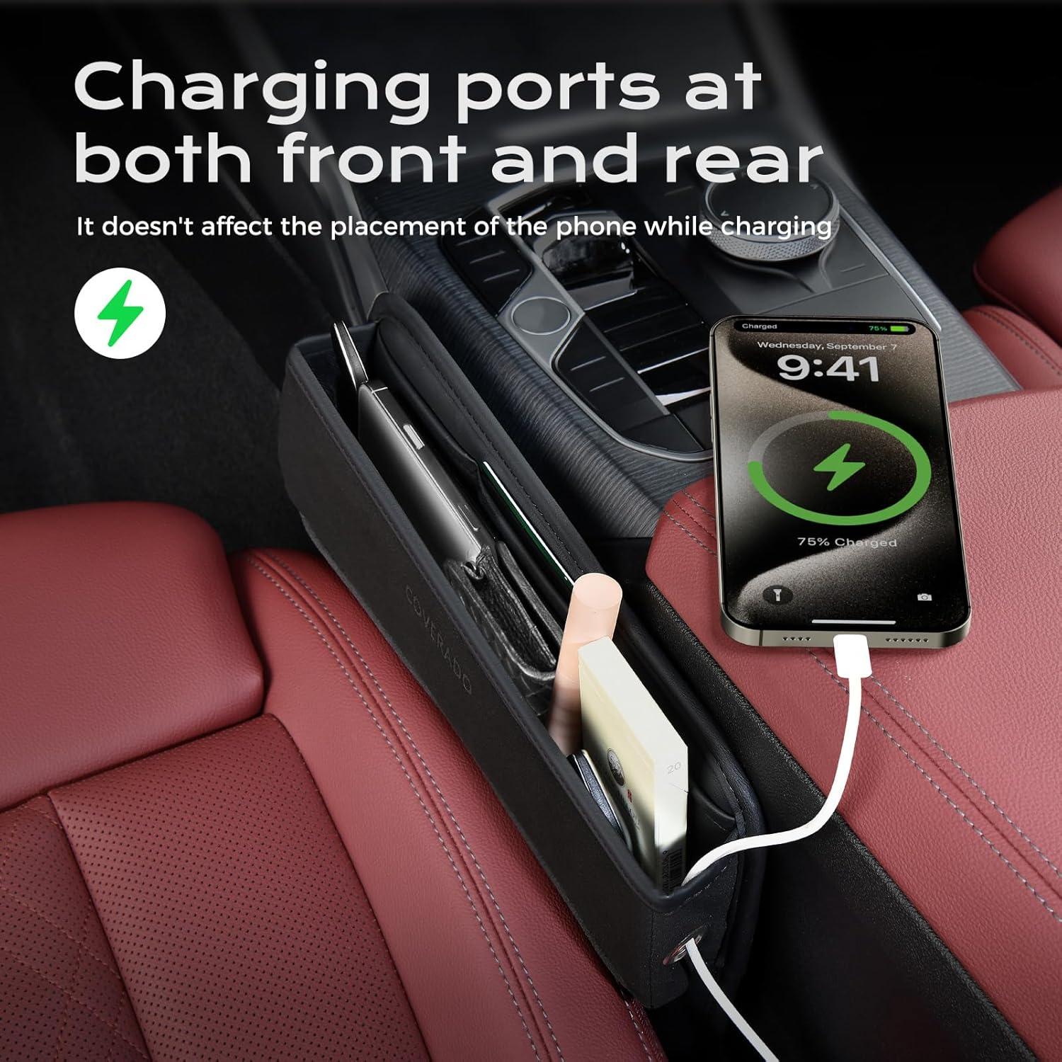 Organizador de Espacio entre Asientos de Coche CORZ003 Negro 2 Pcs