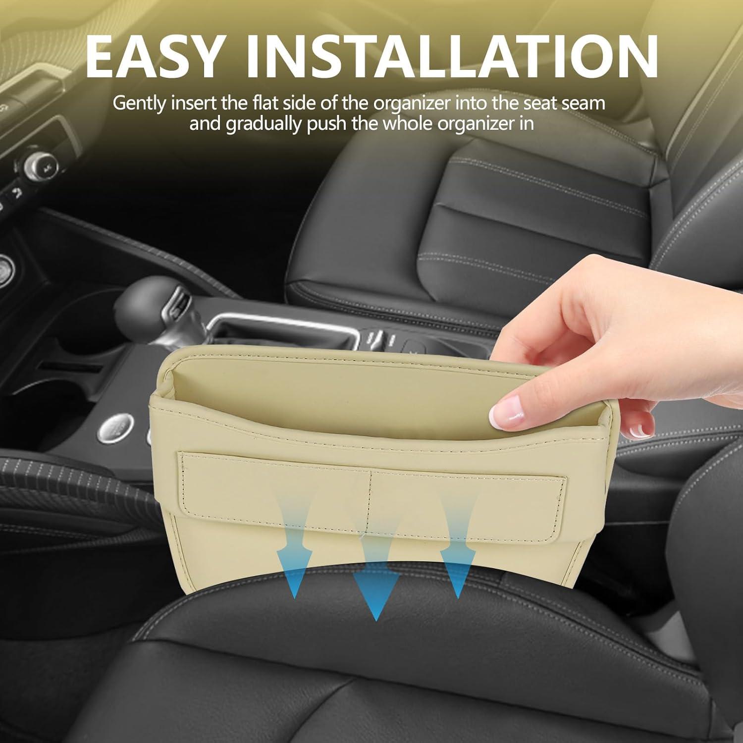 Organizador de Asientos Automotriz Hbxdeco Beige Cuero 4 Compartimentos